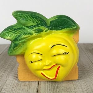 Vintage Anthropomorphic Kitsch Lemon Head Planter